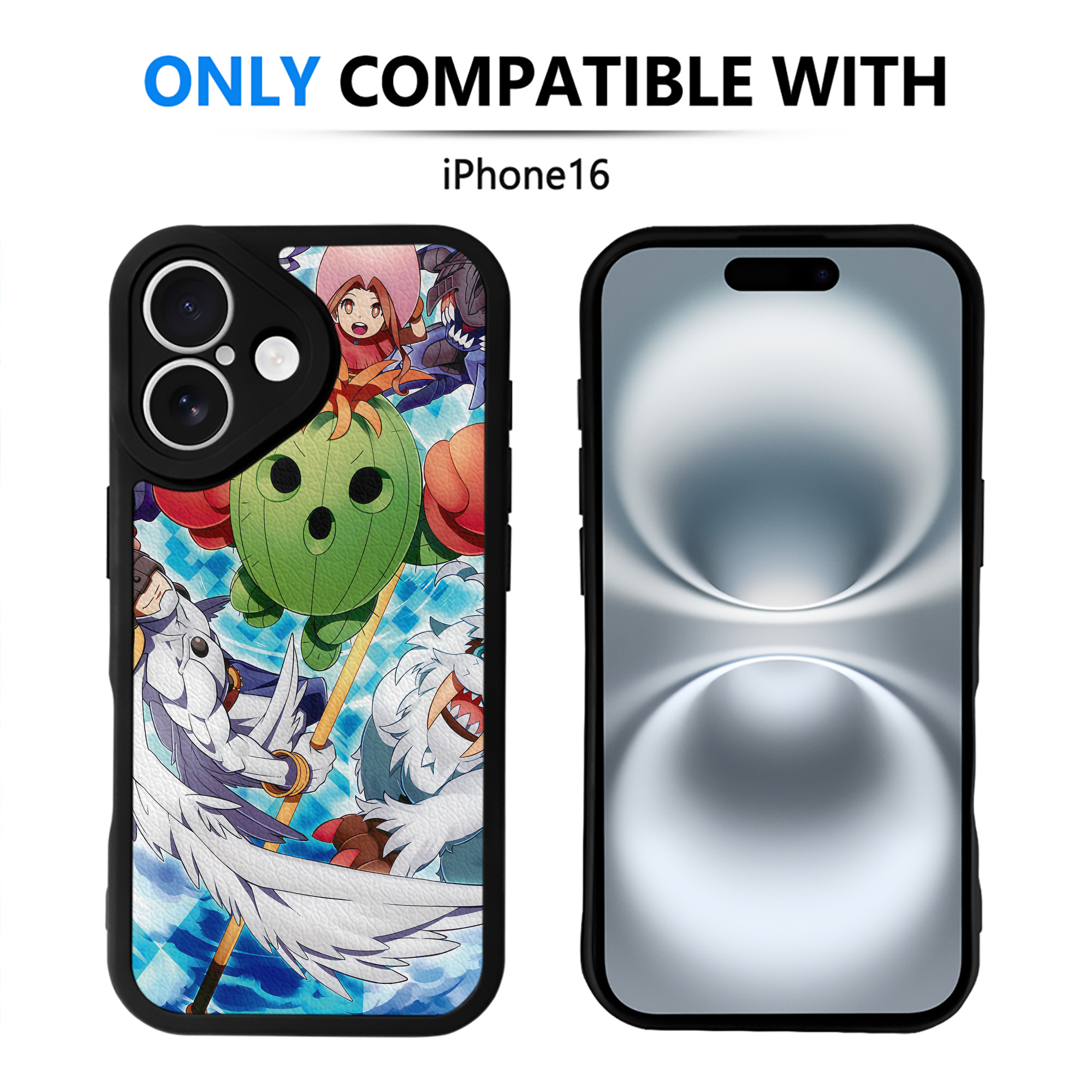 （画像用） Digimon デジタルモンスター/デジモン 【iPhone 16シリーズ対応】シリコンスマホケース（レザー調） 材質：シリコン